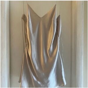 New - Zara Satin Mini Dress in Champagne